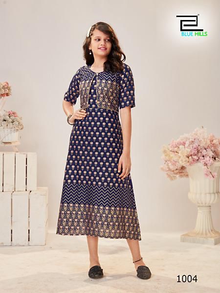 Blue Hills Doll Rayon Festive Wear Kids Anarkali Kurti Collection